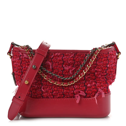 Chanel Tweed Calfskin Quilted Small Gabrielle Hobo Pink 1 of 10
