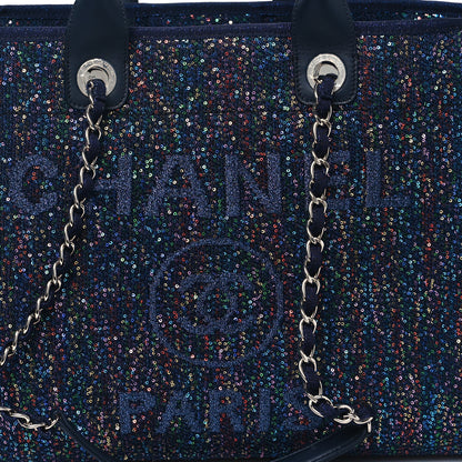 Chanel Calfskin Sequin Medium Deauville Tote Blue Multicolor 8 of 11