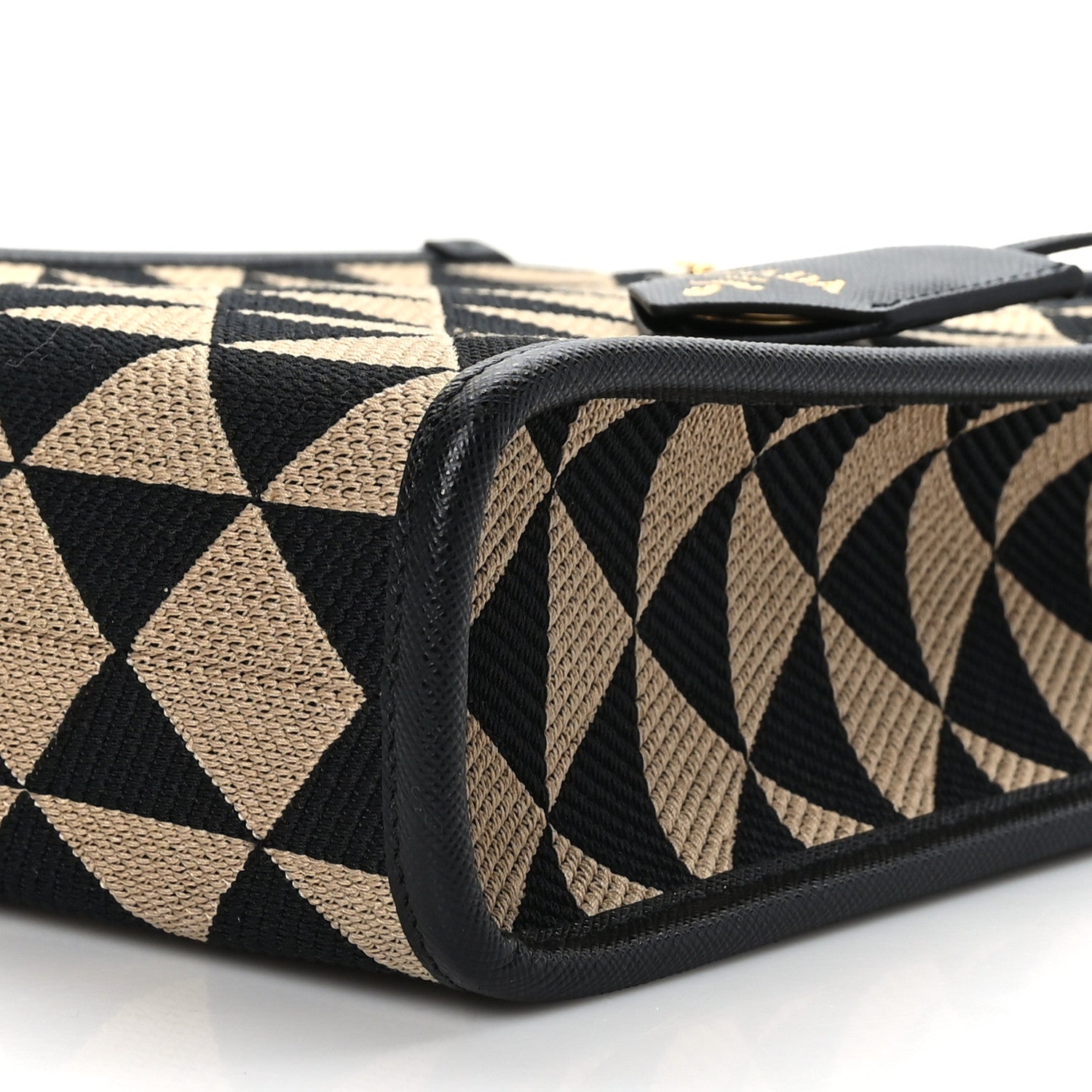 Prada Jacquard Saffiano Triangolo Symbole Embroidered Micro Tote Black Corda 9 of 9