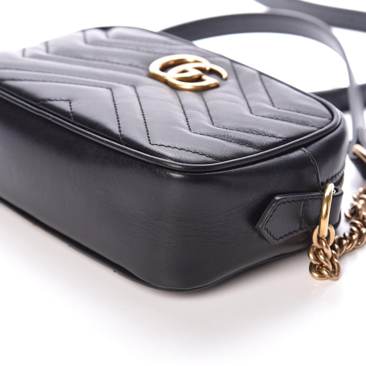 Calfskin Matelasse Mini GG Marmont Chain Shoulder Bag Black