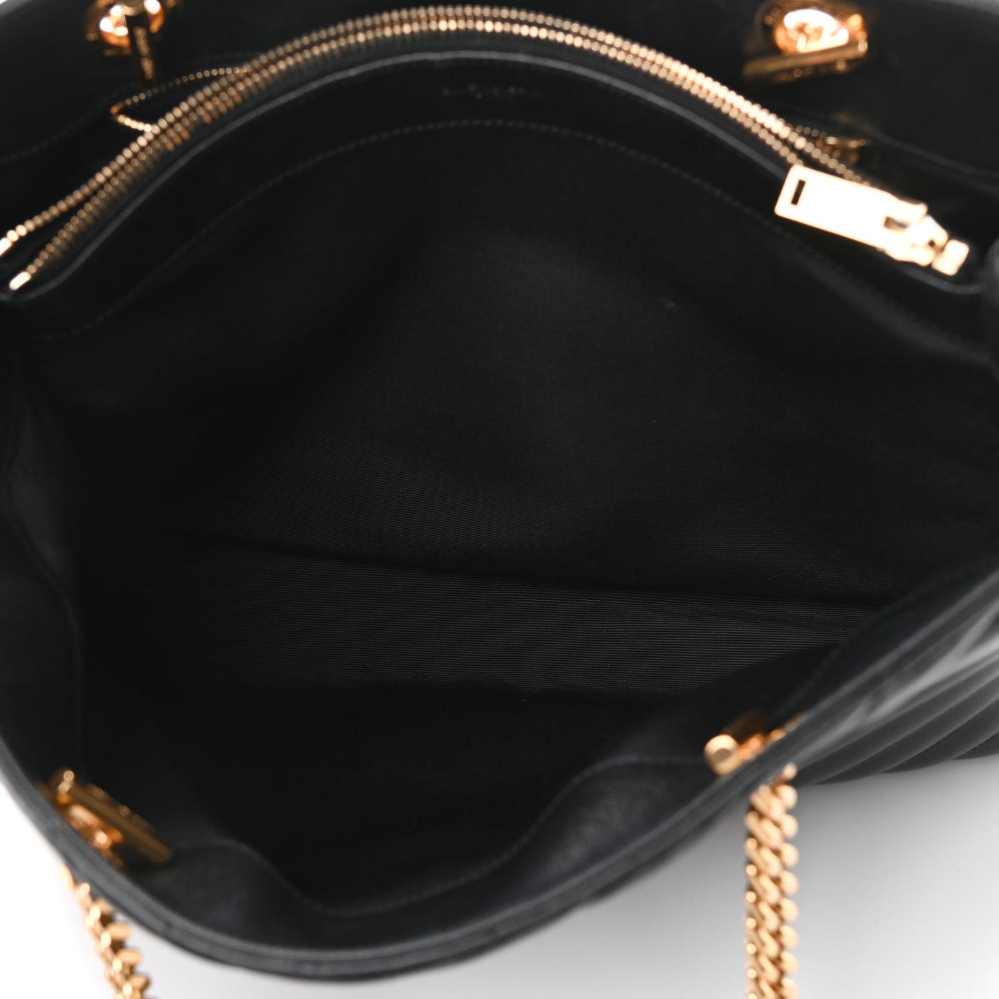 Grain De Poudre Matelasse Chevron Monogram Shopping Bag Black