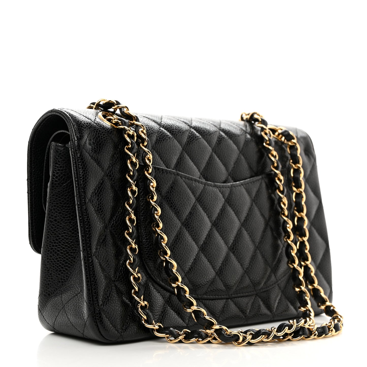 Caviar Quilted Medium Double Flap Black
