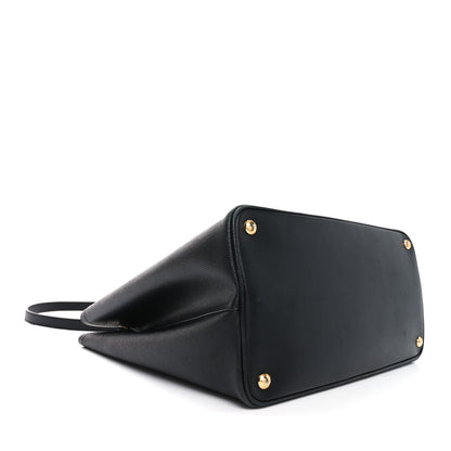 Prada Saffiano Cuir Large Double Bag Black Fuoco 4 of 9