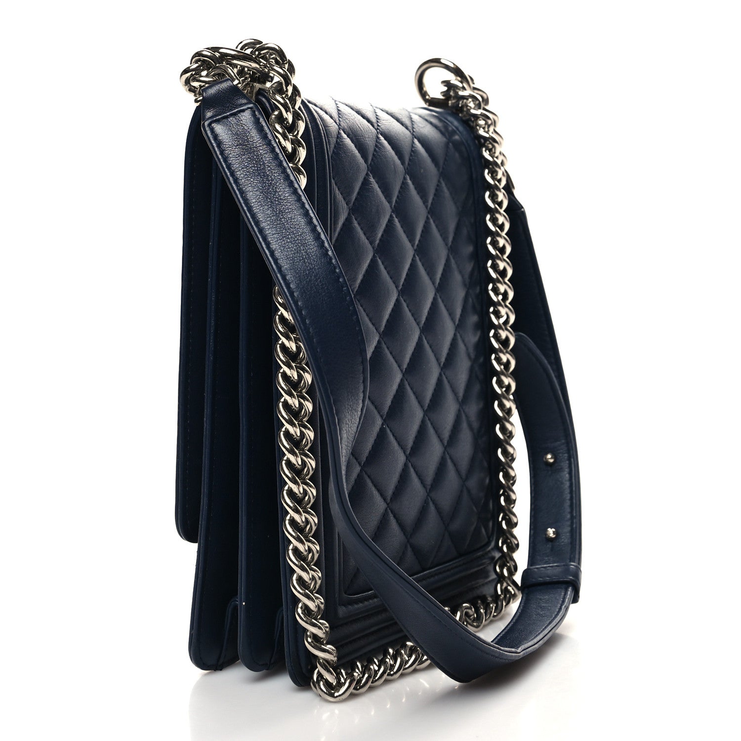 Chanel Calfskin Quilted North South Boy Flap Navy 3 of 12
