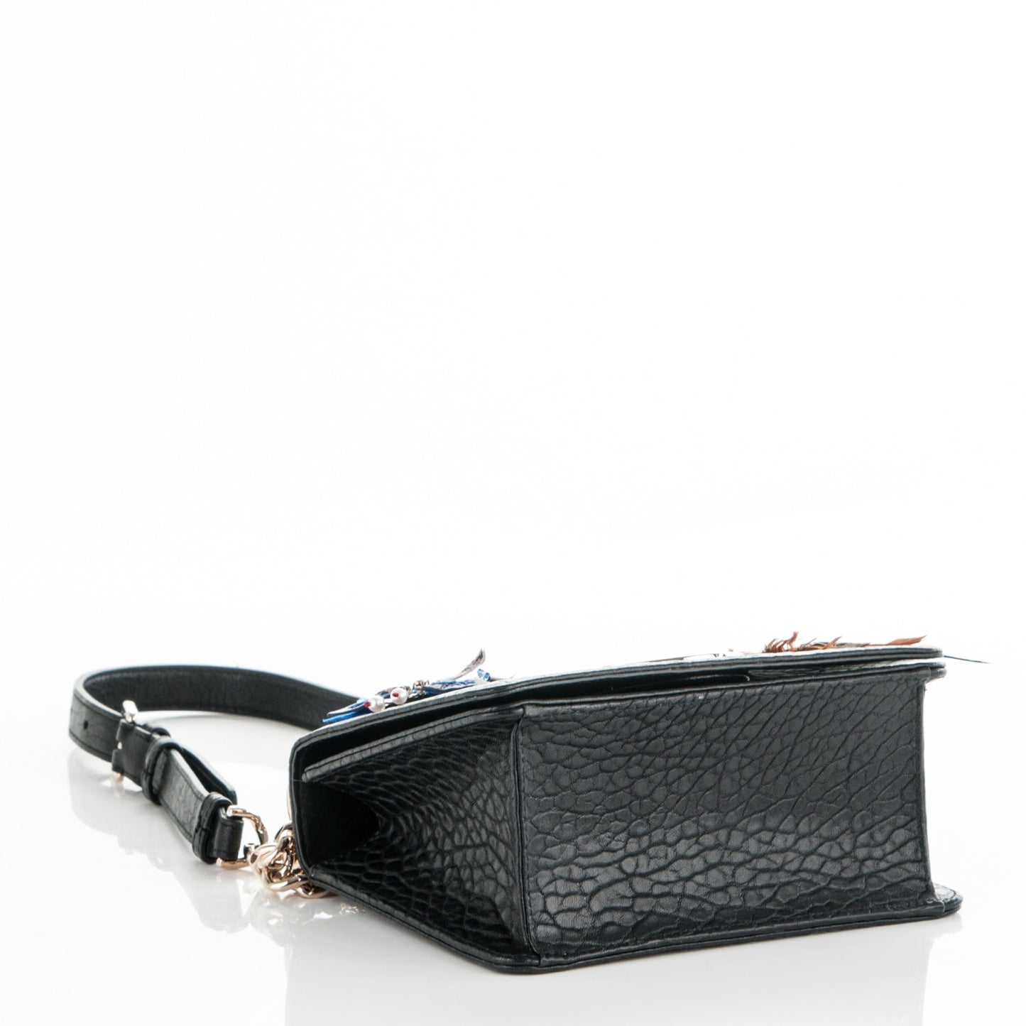 Crinkled Lambskin Embellished Diorama Club Bag Black