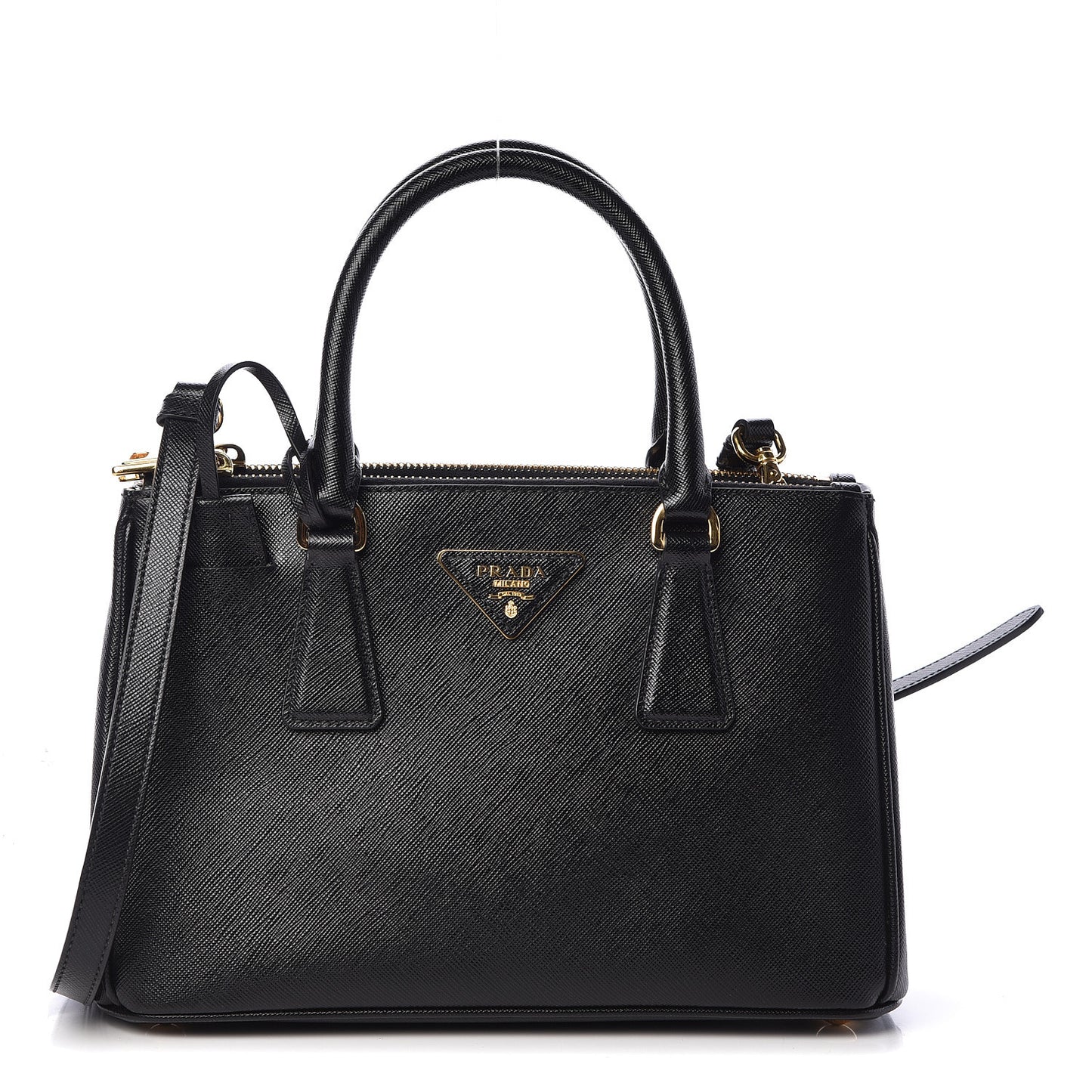 Saffiano Mini Galleria Double Zip Tote Black