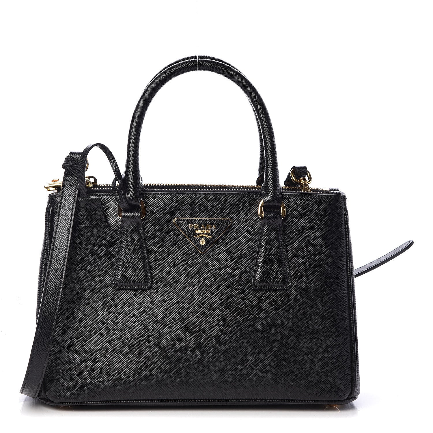 Prada Saffiano Mini Galleria Double Zip Tote Black 1 of 9