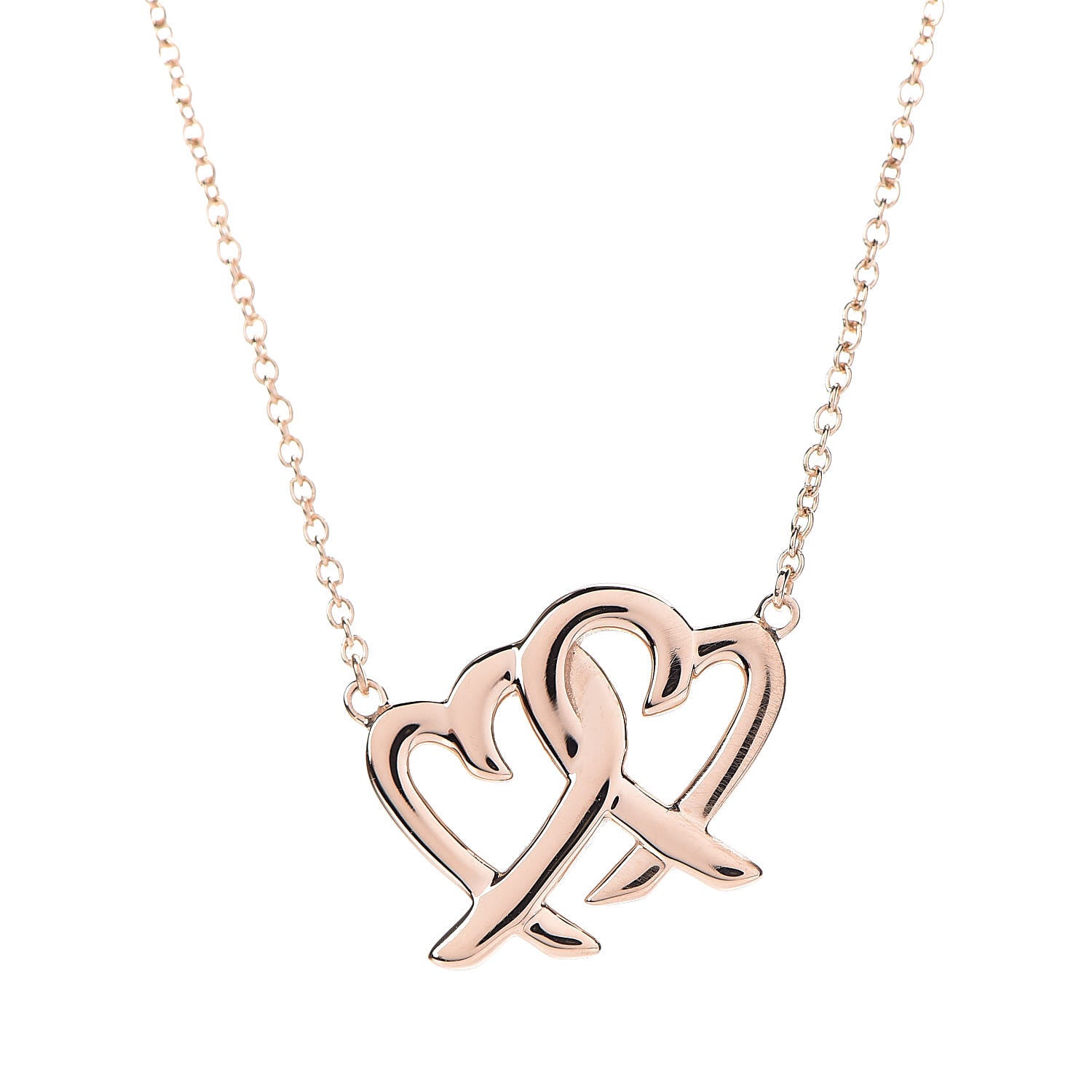 Tiffany 18K Rose Gold Paloma Picasso Loving Heart Interlocking Pendant Necklace 4 of 7