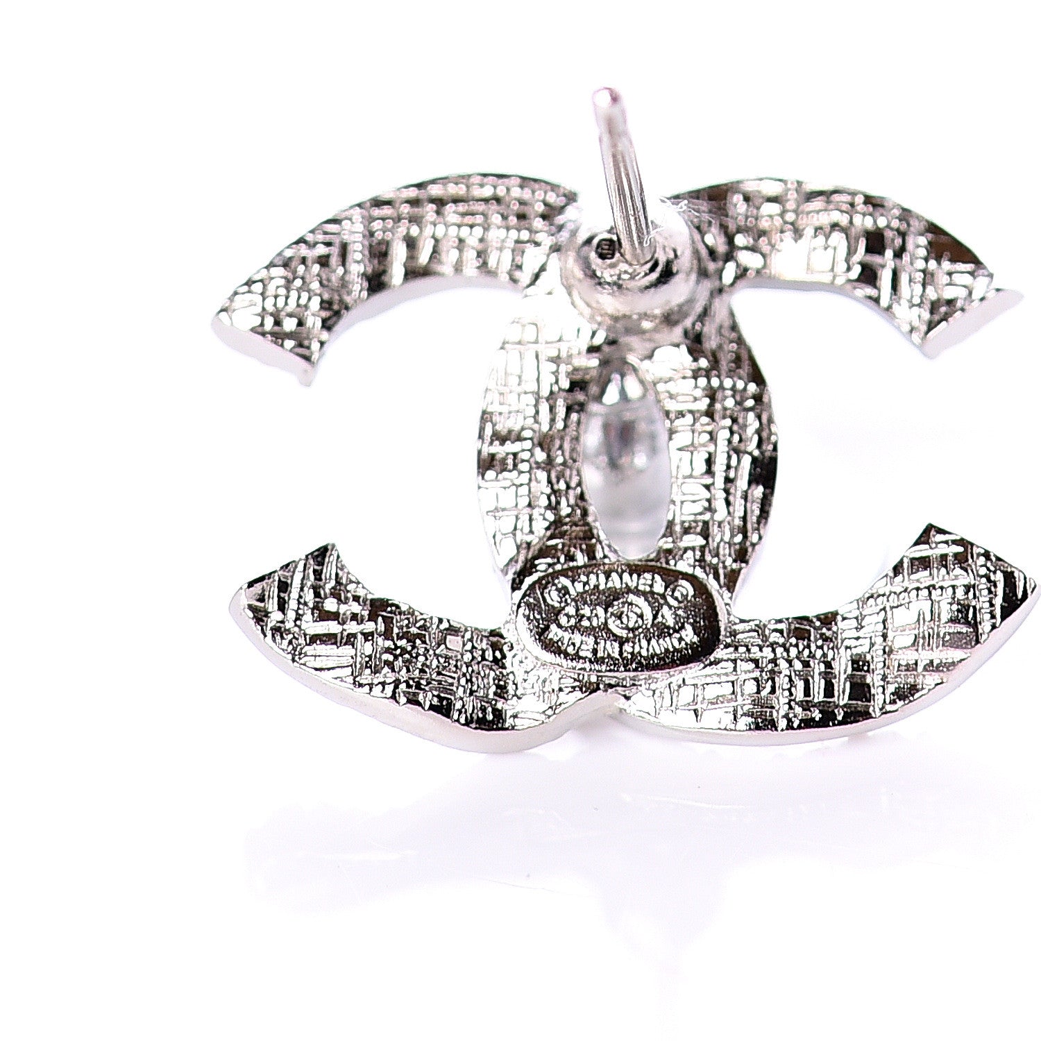 Chanel Crystal CC Earrings Silver 3 of 5