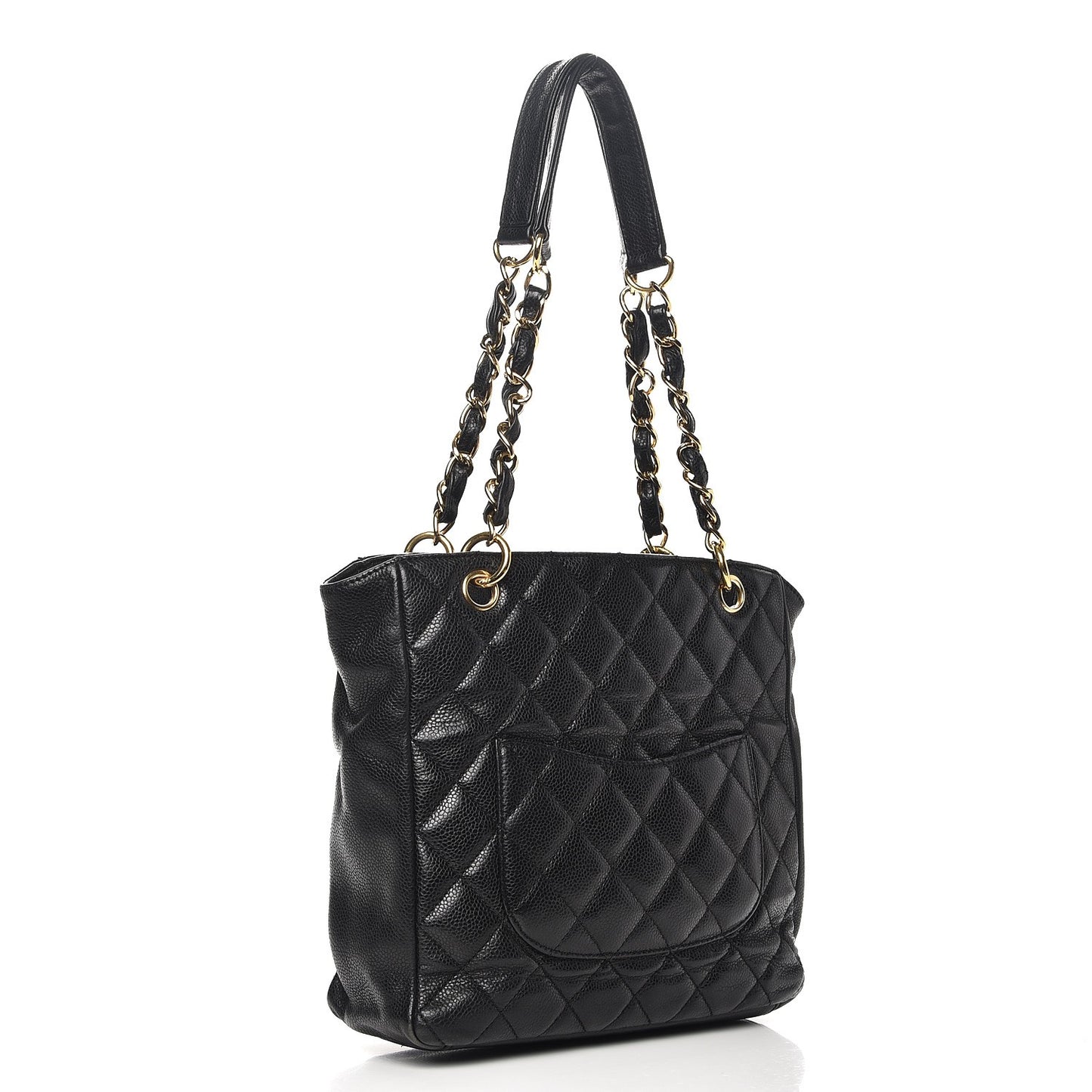 Caviar Quilted Petit Shopping Tote PST Black