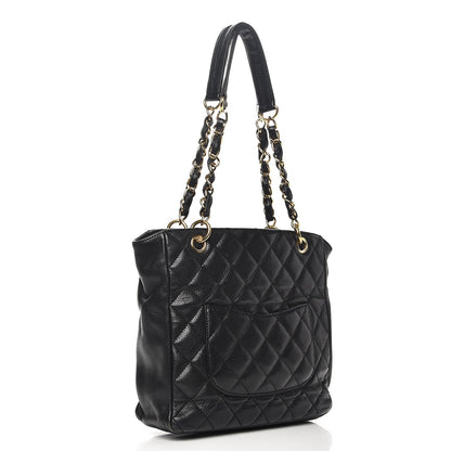 Chanel Caviar Quilted Petit Shopping Tote PST Black 3 of 12