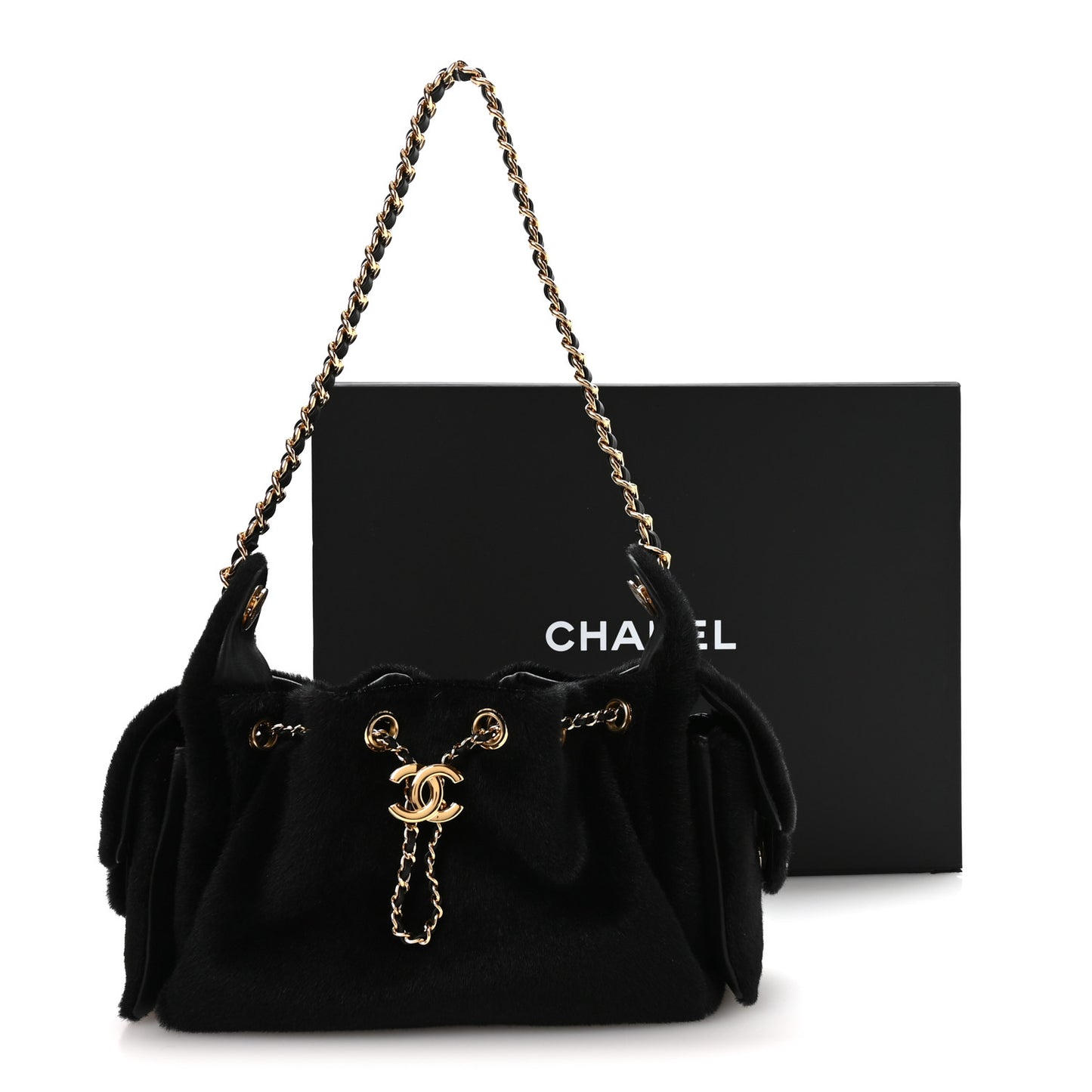 Pony Hair Mini Chanel 25 Handbag Black