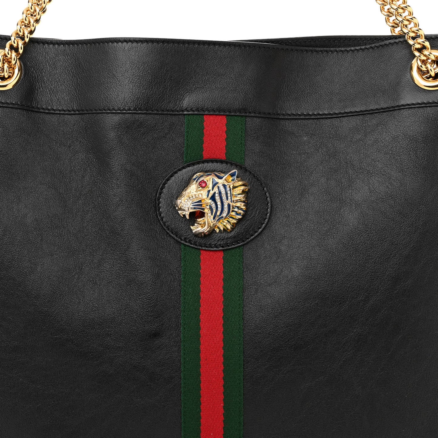 Calfskin Large Rajah Chain Tote Black