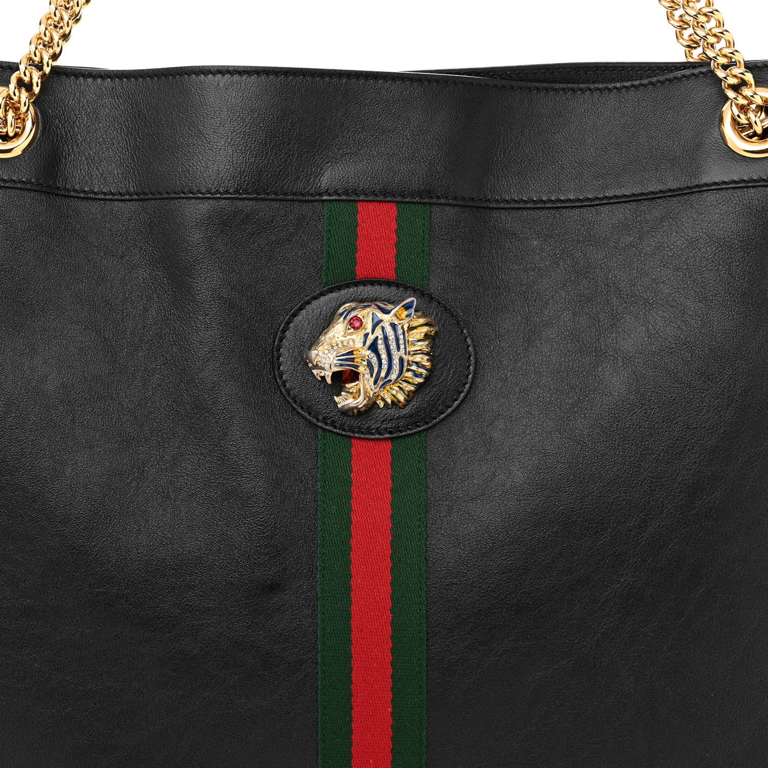 Gucci Calfskin Large Rajah Chain Tote Black 8 of 10