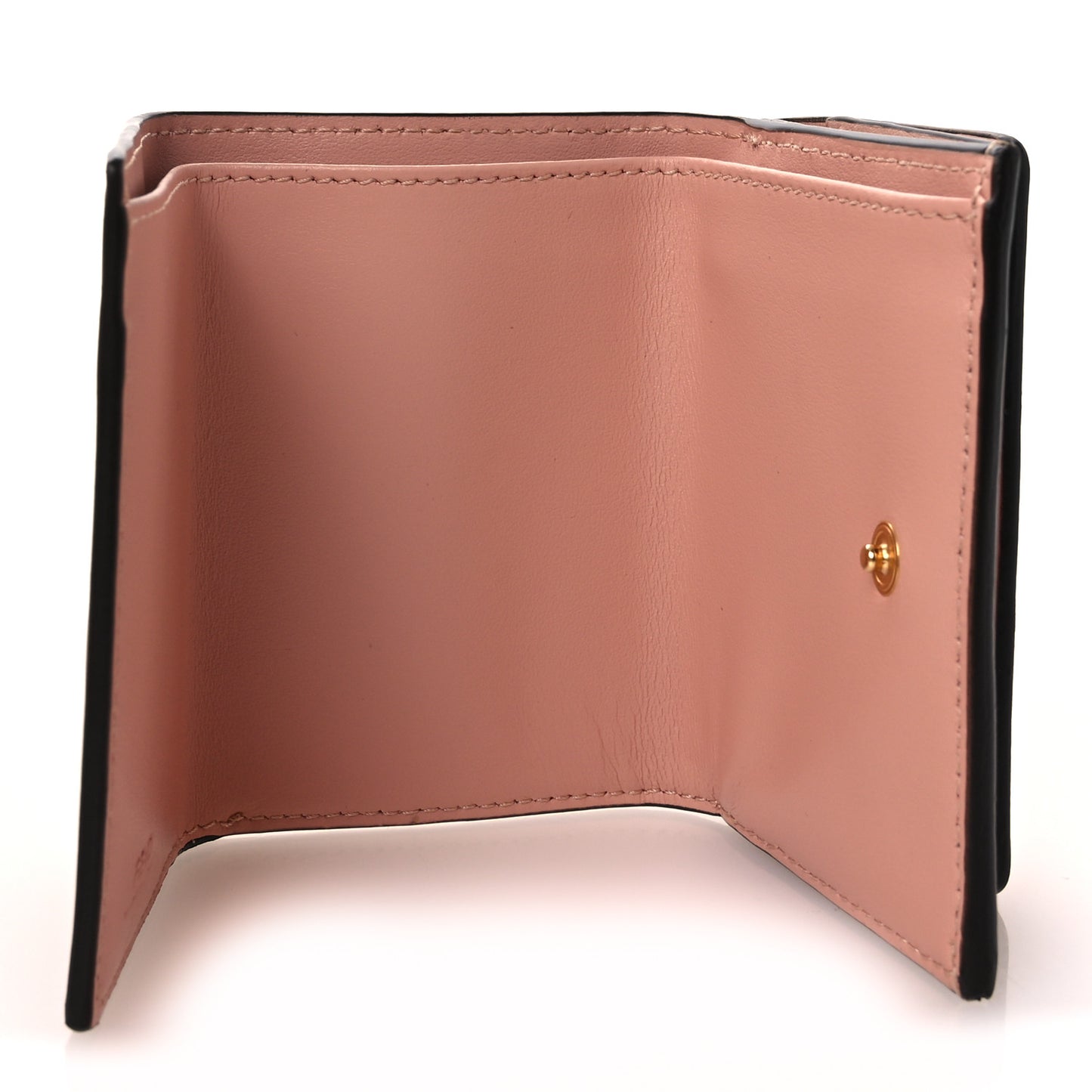 Vitello Kyoto Metal Fendi Roma Logo Micro Trifold Wallet with Chain Light Rose