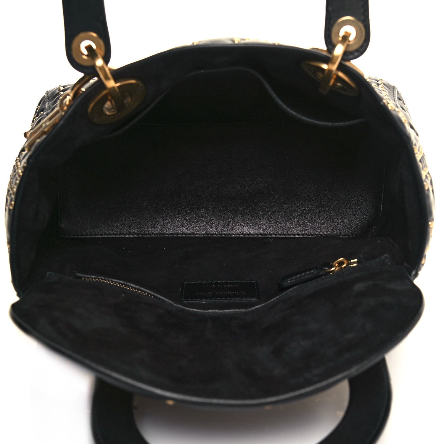 Christian Dior Calfskin Cannage Studded Medium Supple Lady Dior Black 5 of 20