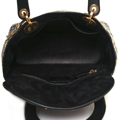 Christian Dior Calfskin Cannage Studded Medium Supple Lady Dior Black 5 of 20