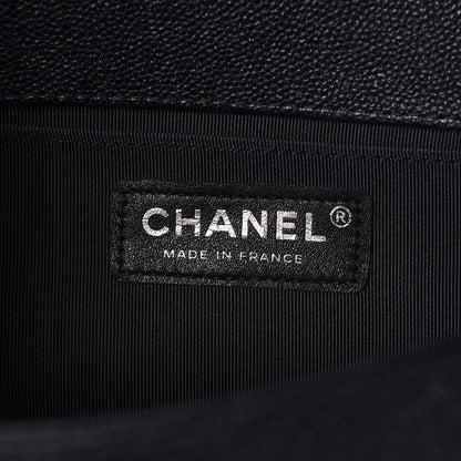 Chanel Caviar Chevron Quilted Medium Boy Flap Black 6 of 10