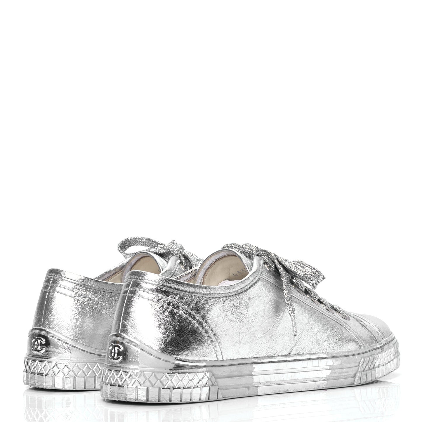 Laminated Lambskin Sneakers 37.5 Silver