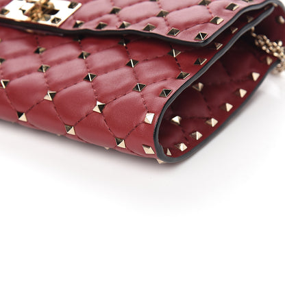 Valentino Garavani Nappa Rockstud Spike Wallet on Chain Rubino 6 of 8