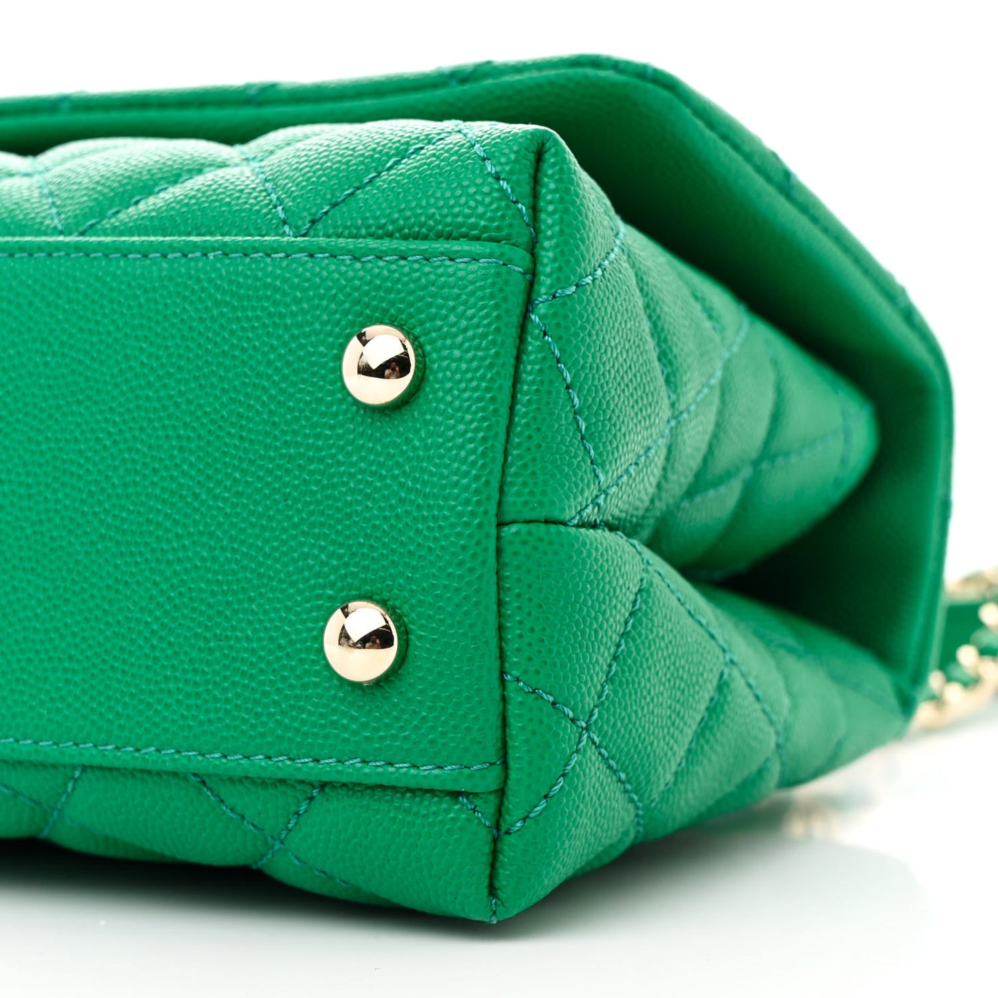 Caviar Quilted Mini Coco Handle Flap Green