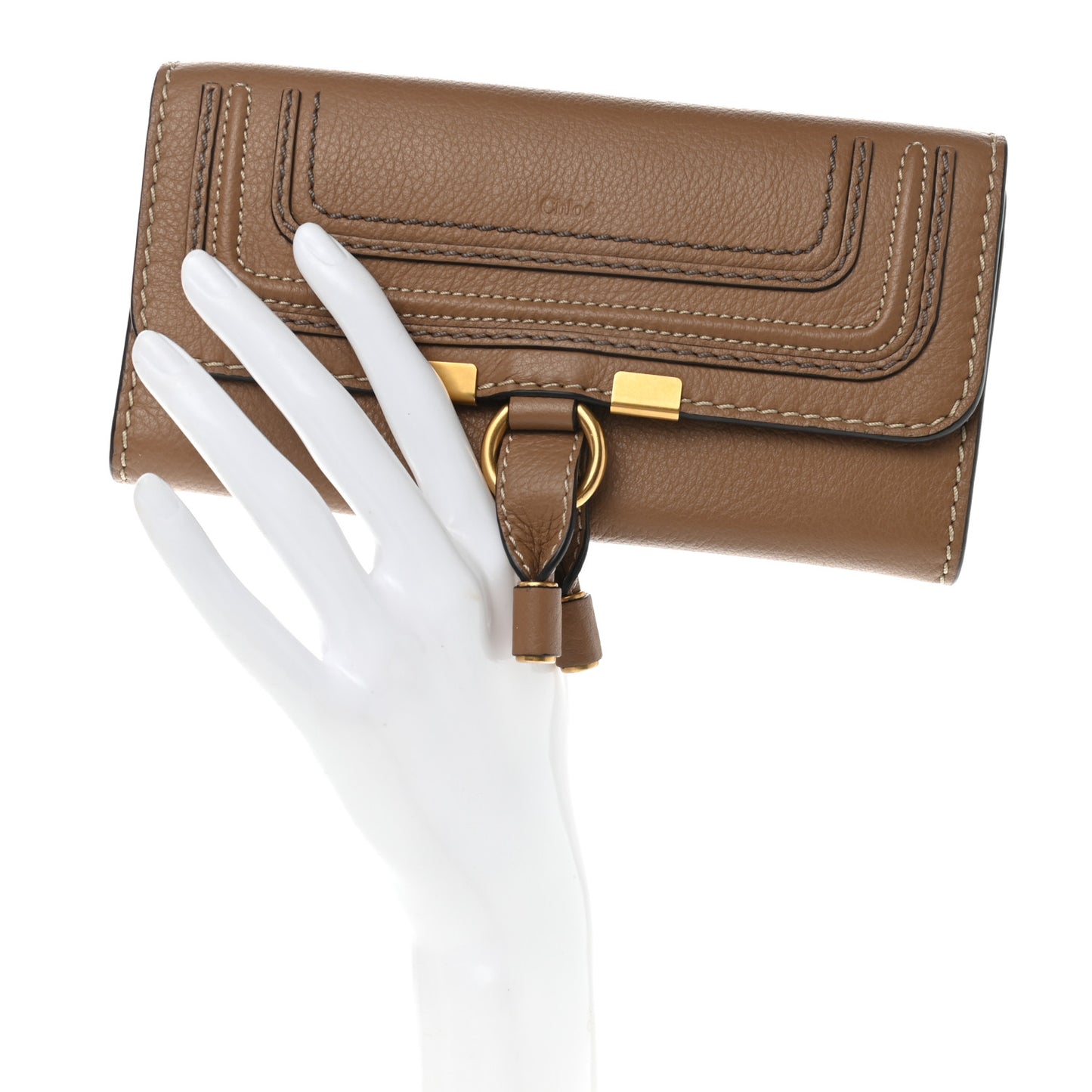 Calfskin Marcie Continental Flap Wallet Nut