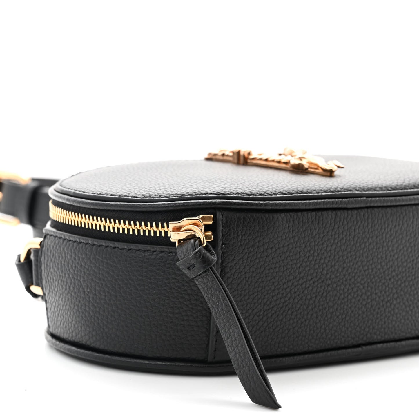 Grainy Calfskin Virtus Top Handle Camera Bag Black