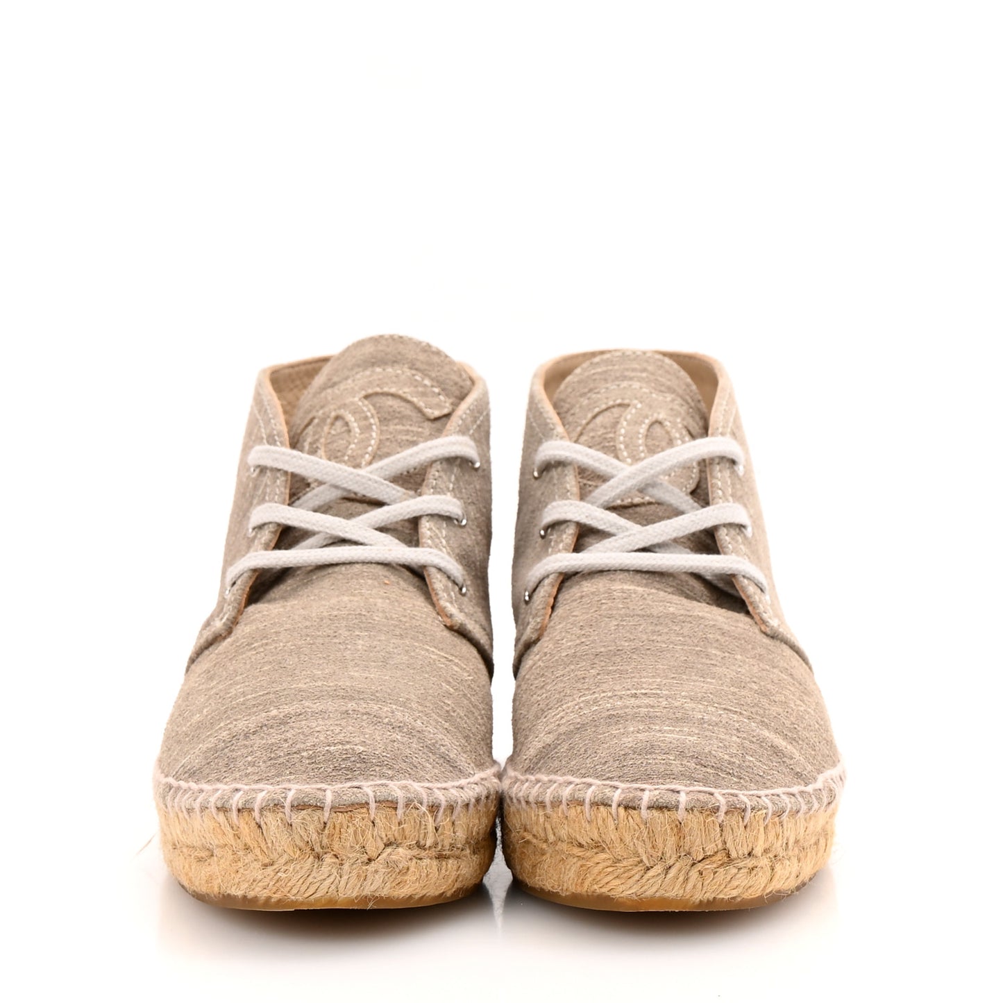 Striated Suede Espadrilles High Top Espadrilles 37 Light Grey