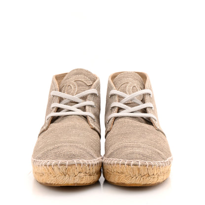 Chanel Striated Suede Espadrilles High Top Espadrilles 37 Light Grey 3 of 10