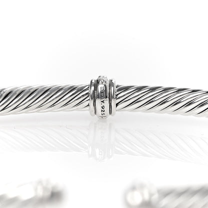 David Yurman Sterling Silver Diamond 4mm Cable Classics Single Station Bracelet 4 of 5