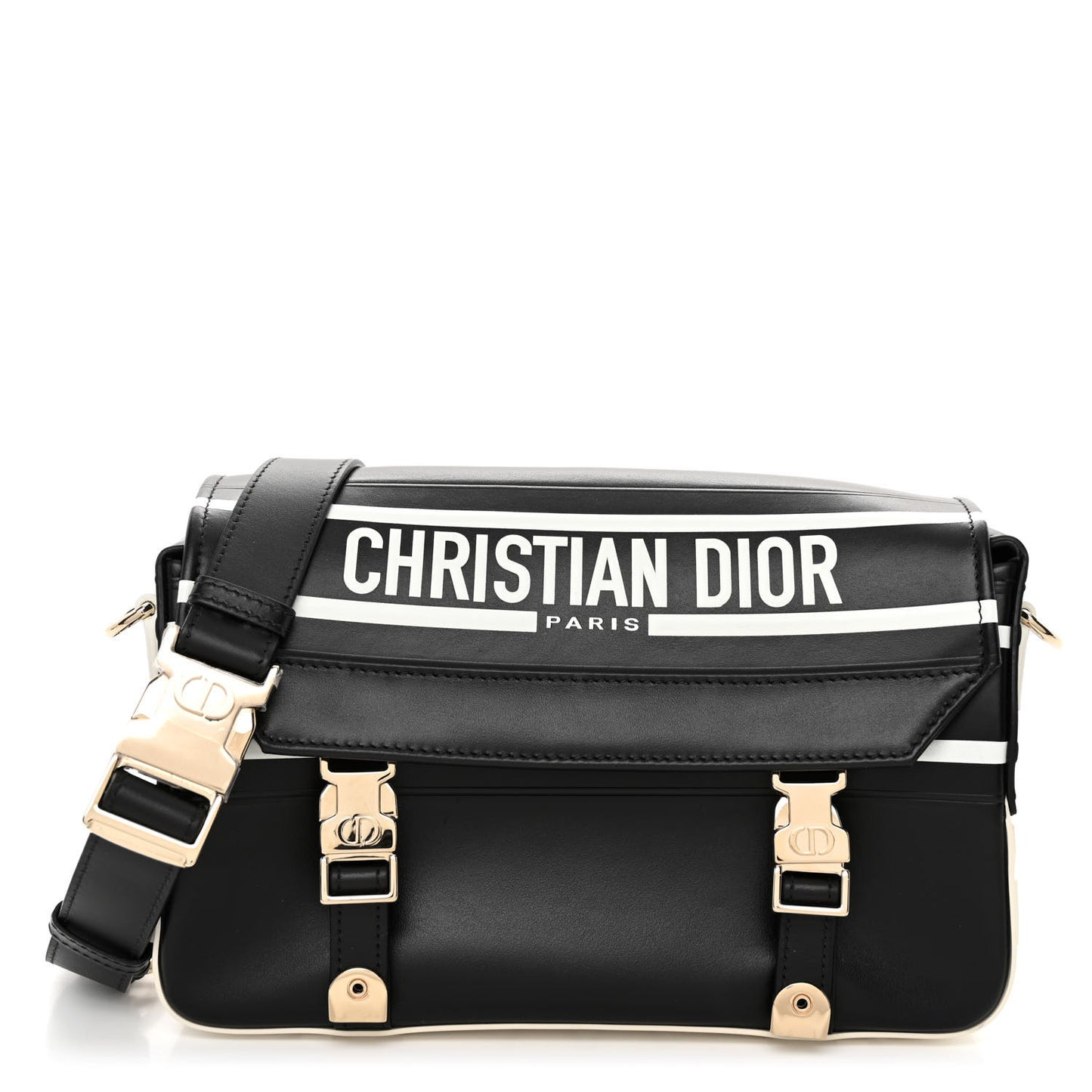 Smooth Calfskin Diorcamp Bag Black White