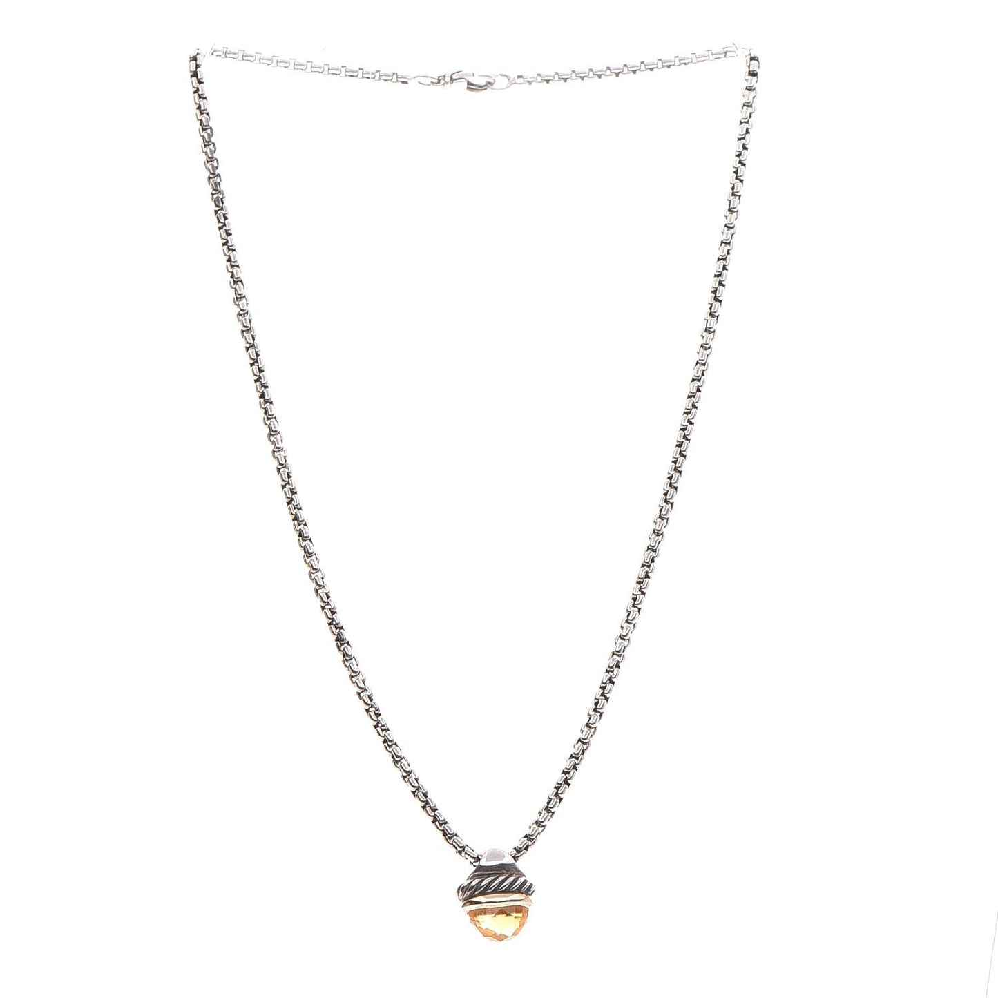 Sterling Silver 14K Gold 10mm Citrine Acorn Pendant