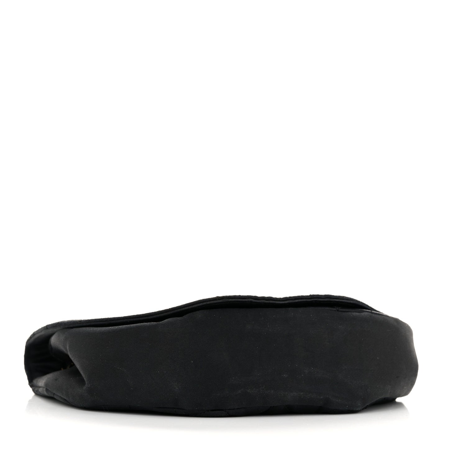 Satin Quilted Half Moon Flap Black