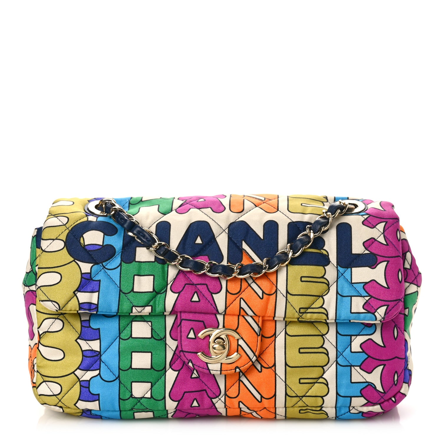 Chanel Printed Fabric Quilted Logo Single Flap Bag Multicolor 1 of 9