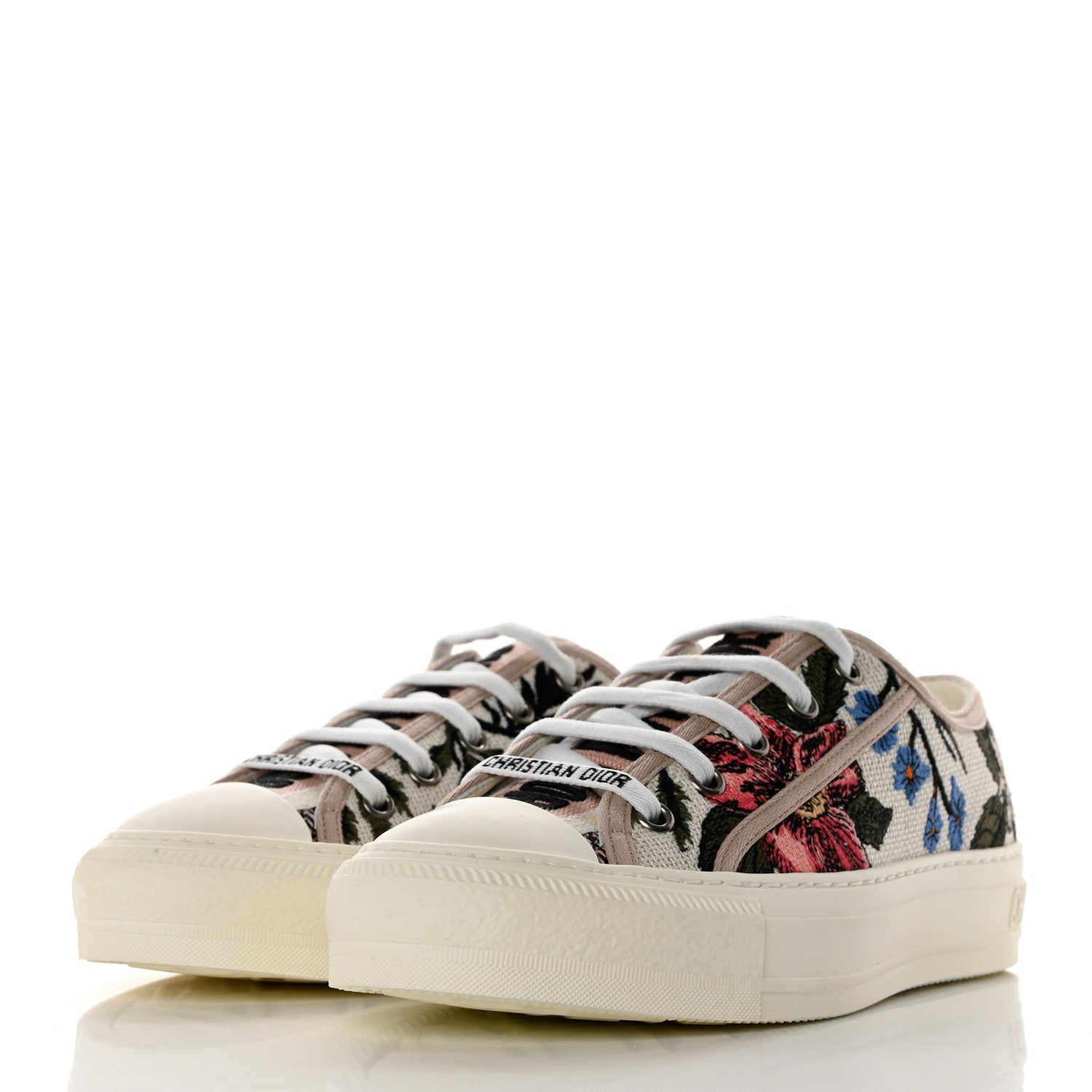 Christian Dior Canvas Rosa Mutabilis Embroidered Womens Walk'N'Dior Low Top Sneakers 36.5 Multicolor 3 of 9
