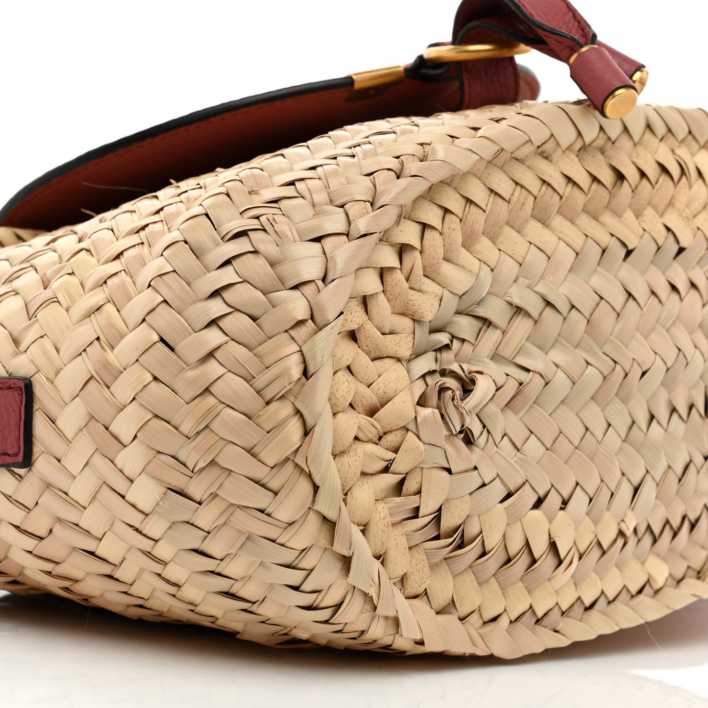 Raffia Calfskin Marcie Basket Faded Rose