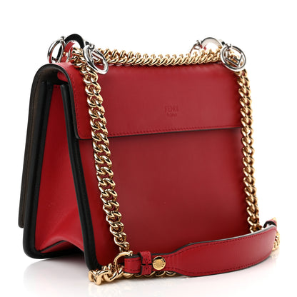 Fendi Vitello Century F is Fendi Bi-Color FF 1974 Embossed Small Kan I Shoulder Bag Fragola Maya Black 3 of 10