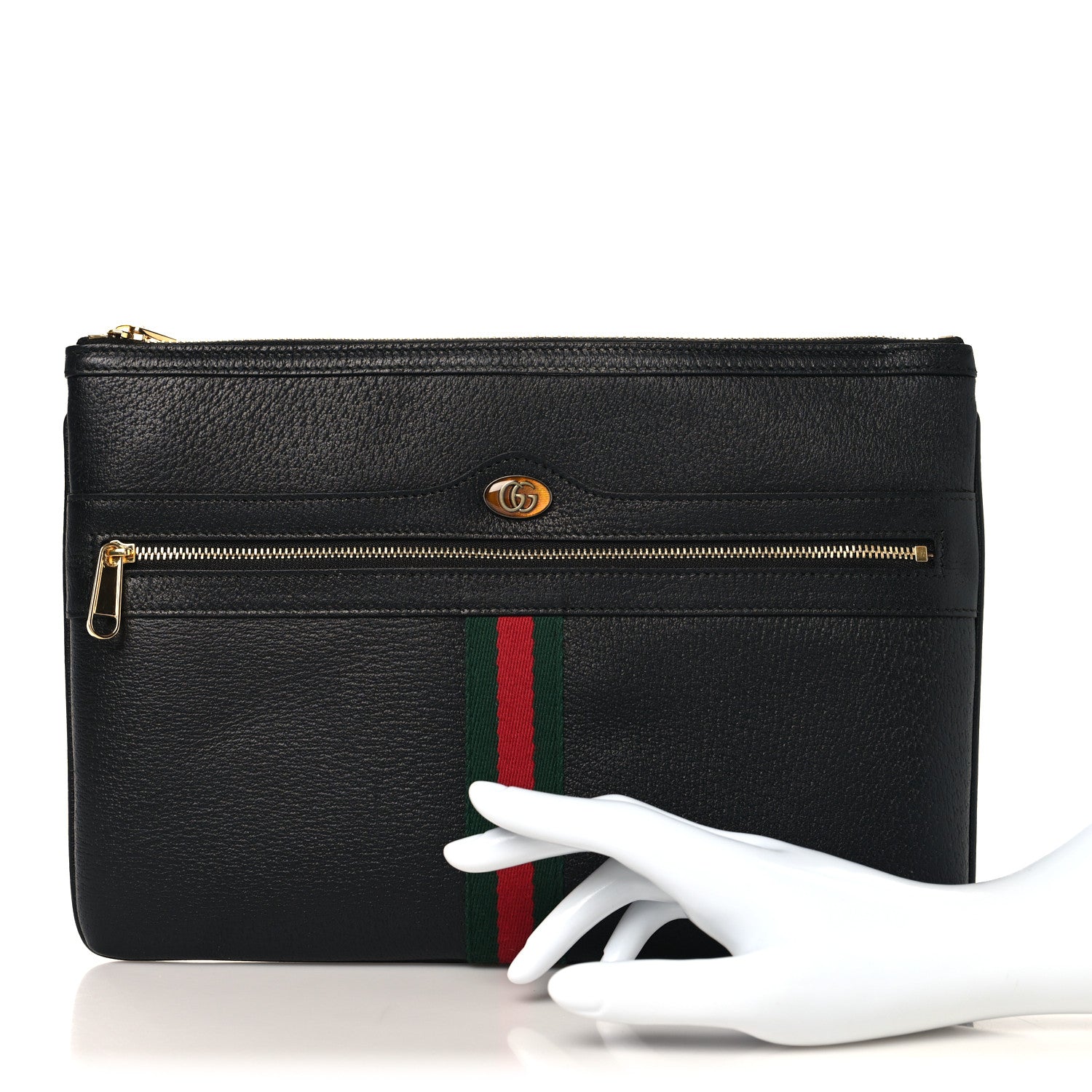 Gucci Calfskin Large Ophidia Pouch Clutch Black 2 of 8