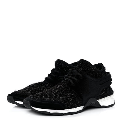 Chanel Stretched Fabric Velvet CC Womens Sneakers 41 Black 3 of 8