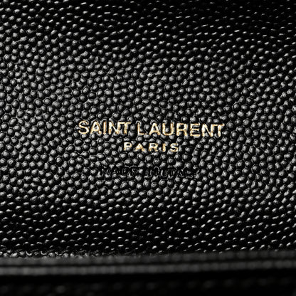 Saint Laurent Grain De Poudre Matelasse Chevron Monogram Envelope Clutch Black 5 of 7