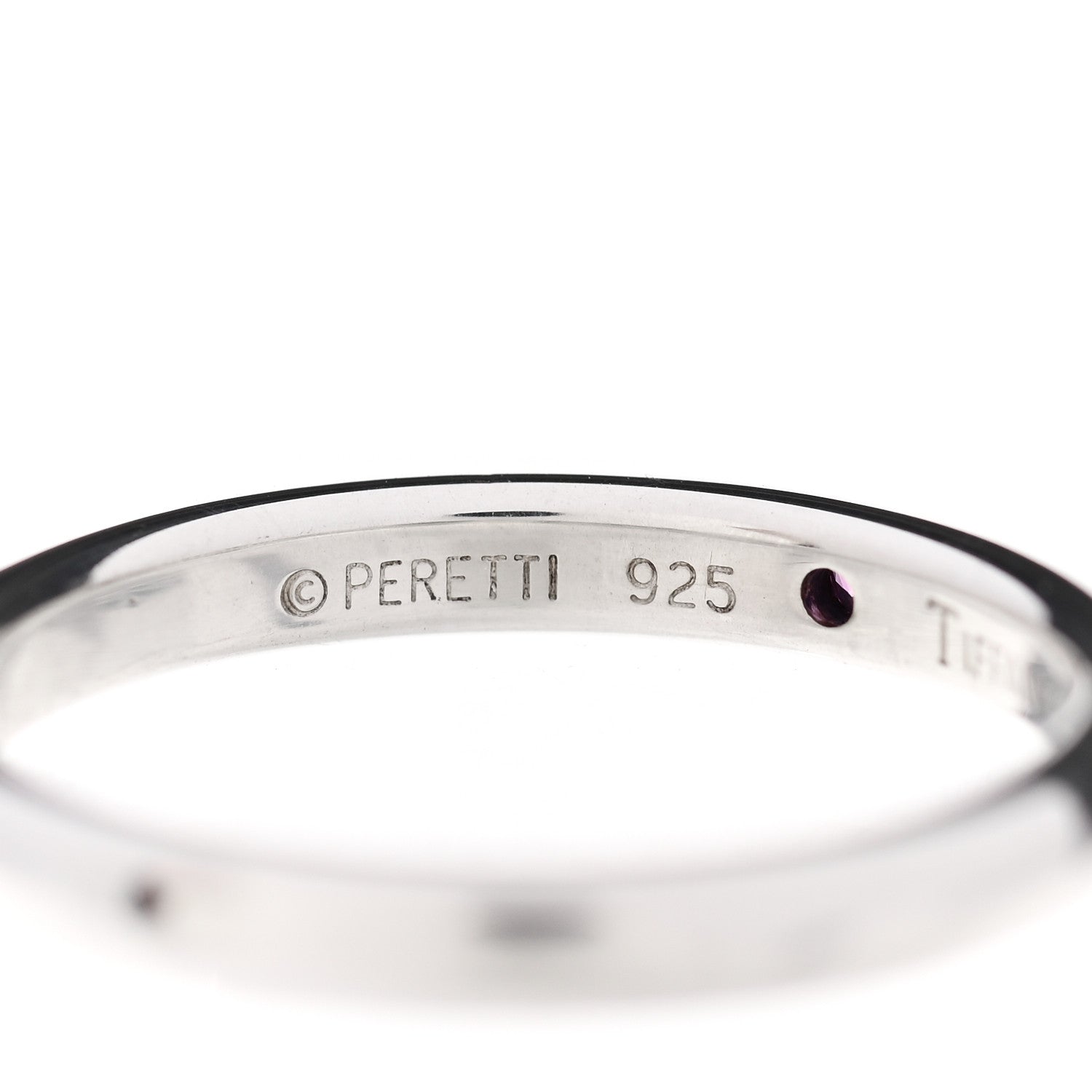 Tiffany Sterling Silver Pink Sapphire Elsa Peretti Band Ring 53 6.25 5 of 5