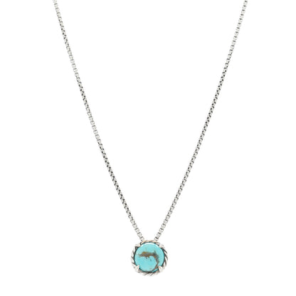David Yurman Sterling Silver Turquoise 8mm Chatelaine Pendant Necklace 1 of 7