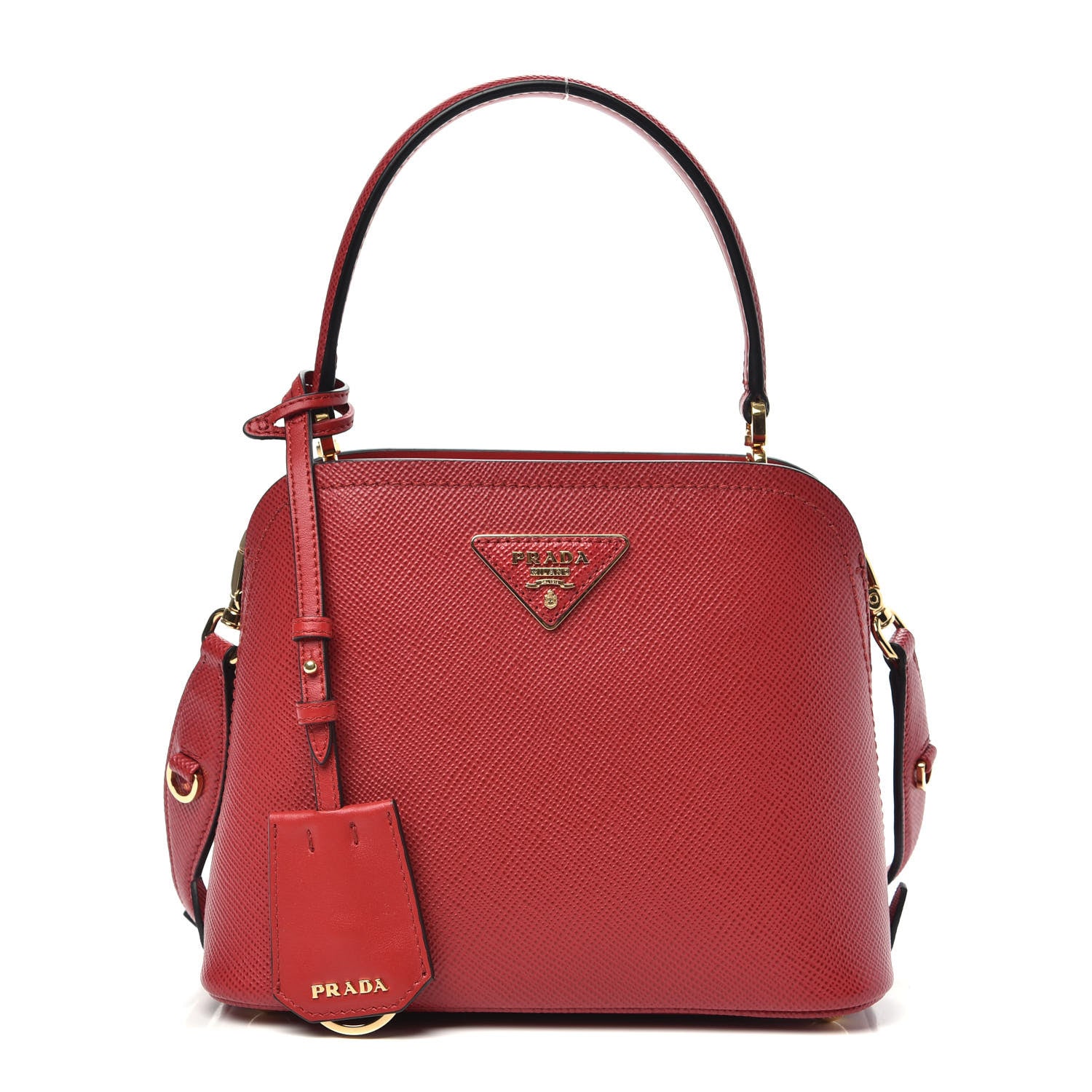 Prada Saffiano Cuir Micro Matinee Tote Fiery Red 1 of 9