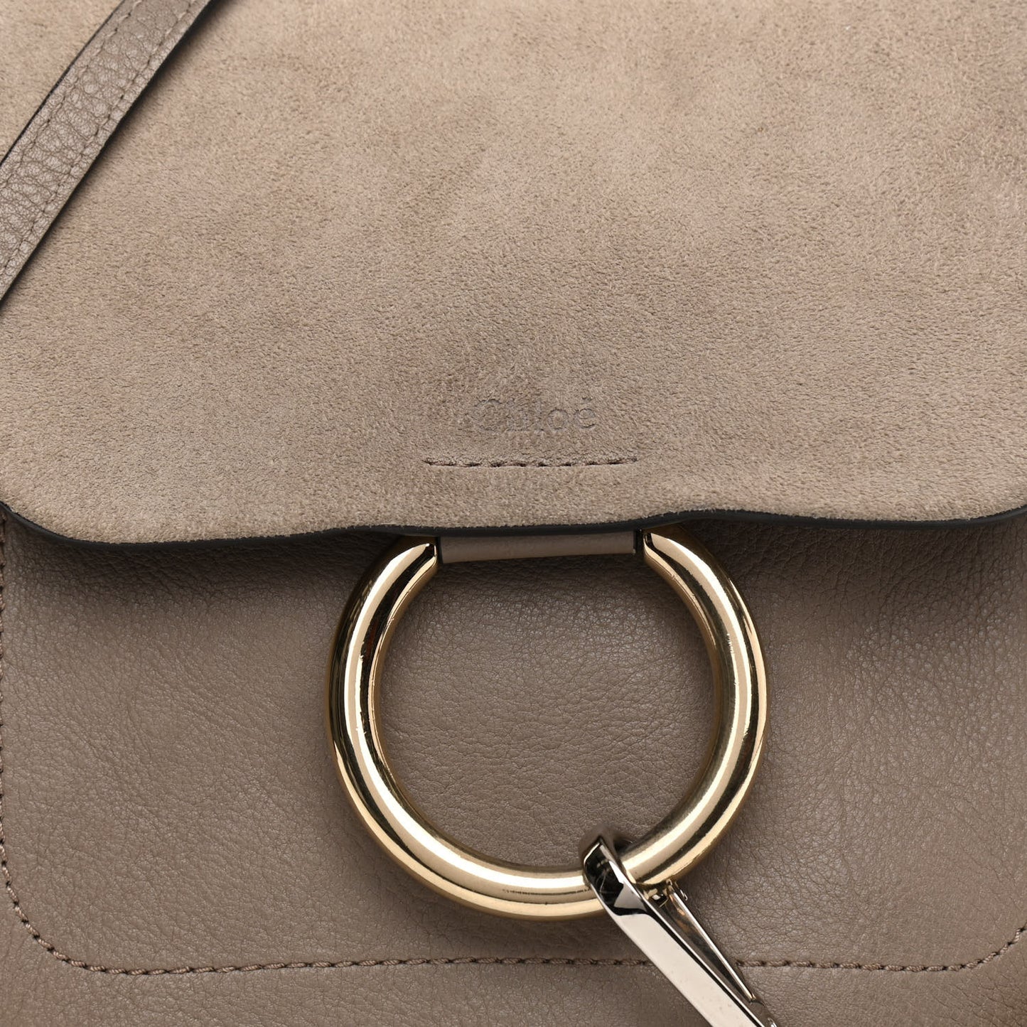 Suede Calfskin Small Faye Backpack Motty Grey