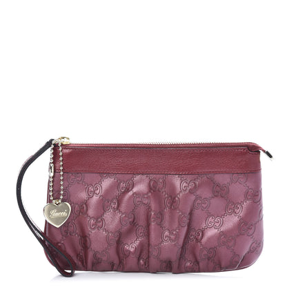 Gucci Metallic Soft Guccissima Heart Wristlet Bordeaux 1 of 7