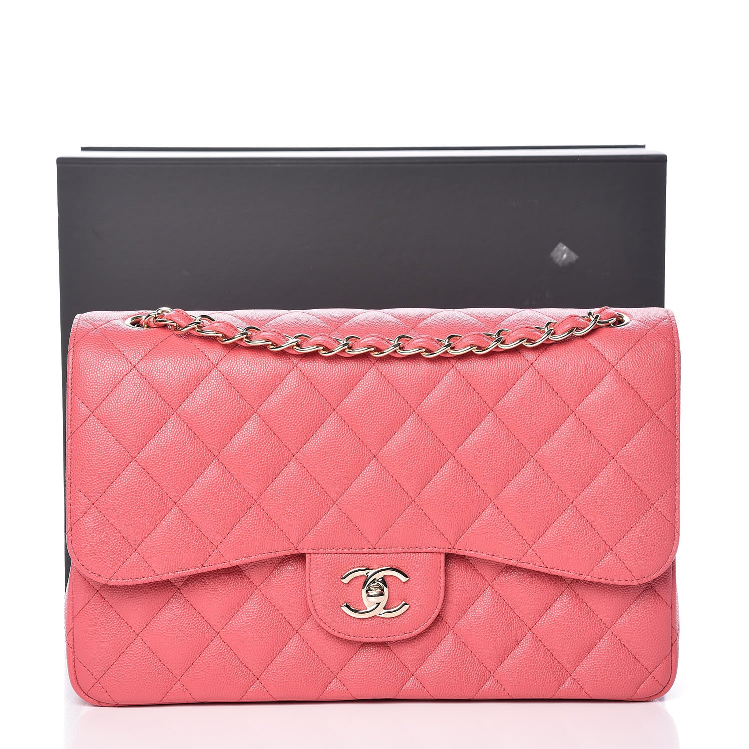 Chanel Caviar Quilted Jumbo Double Flap Dark Pink 10 of 10
