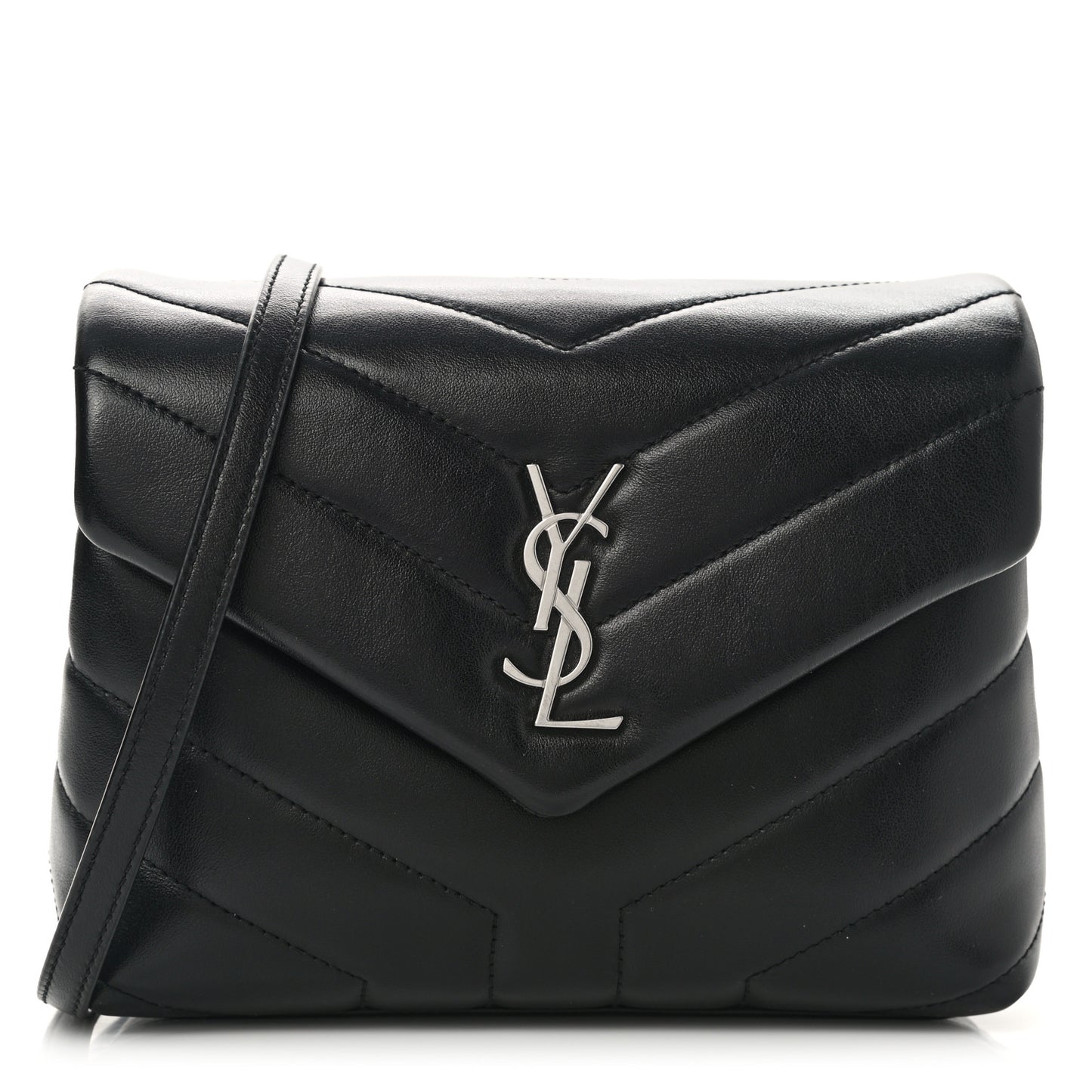 Calfskin Y Quilted Monogram Toy Loulou Crossbody Bag Black