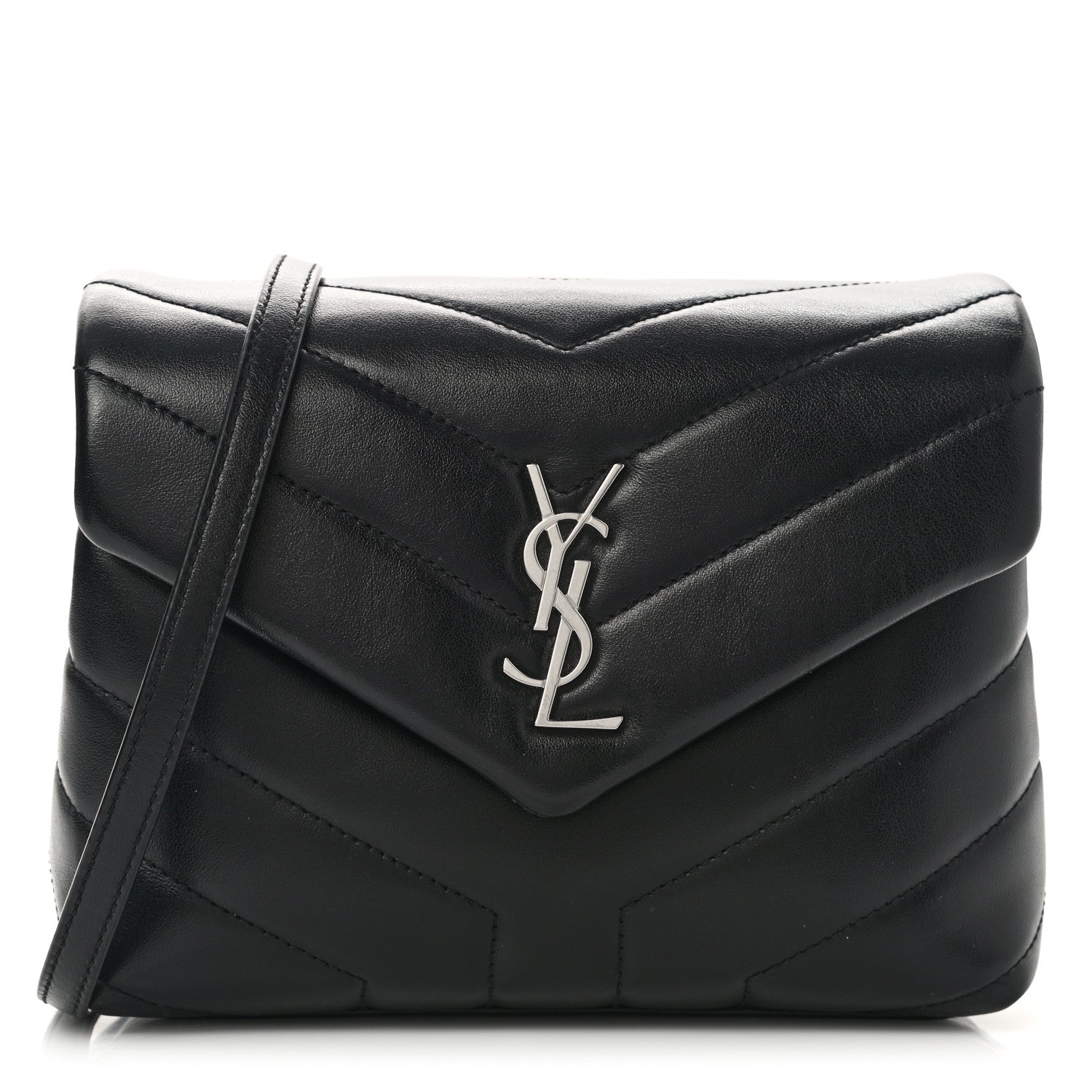 Saint Laurent Calfskin Y Quilted Monogram Toy Loulou Crossbody Bag Black 1 of 12