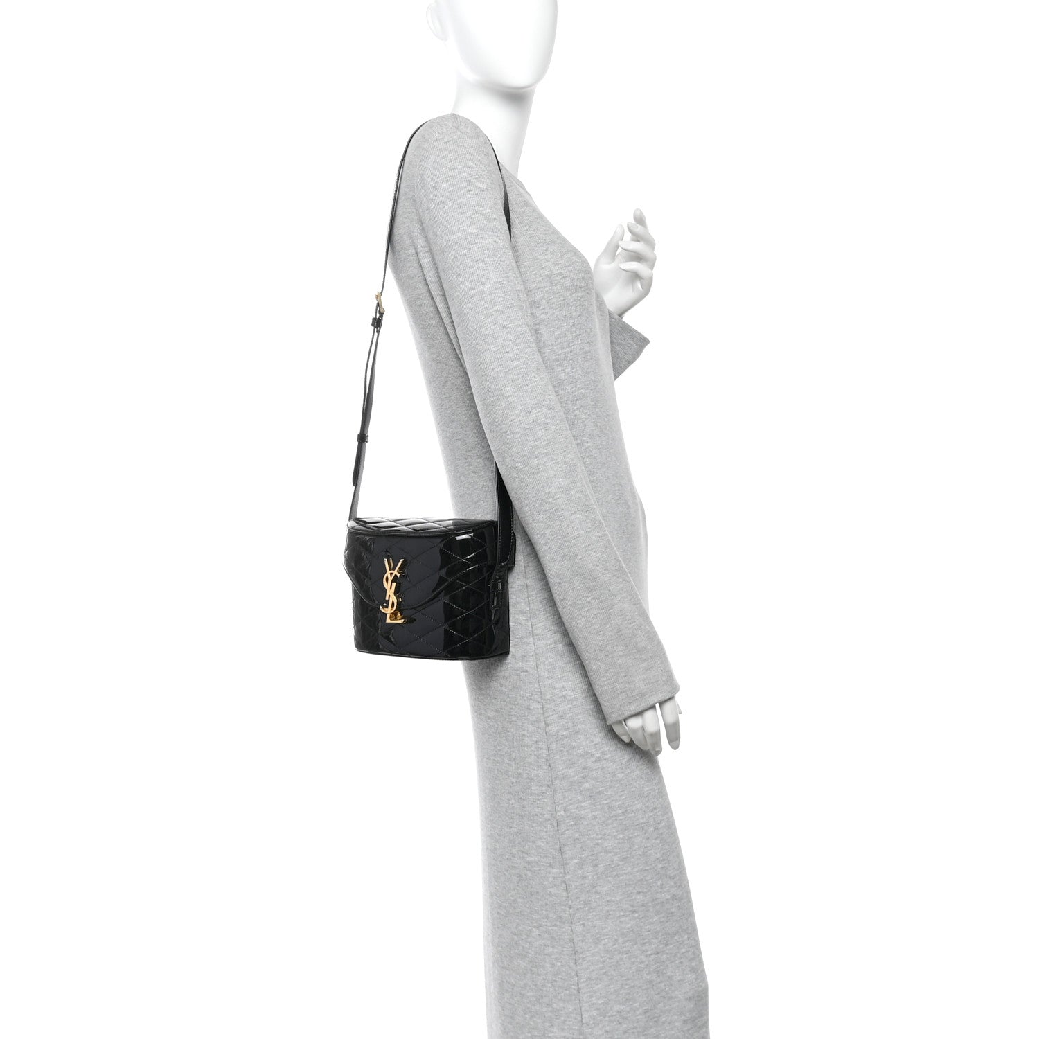 Saint Laurent Patent Matelasse Monogram June Box Bag Black 2 of 9