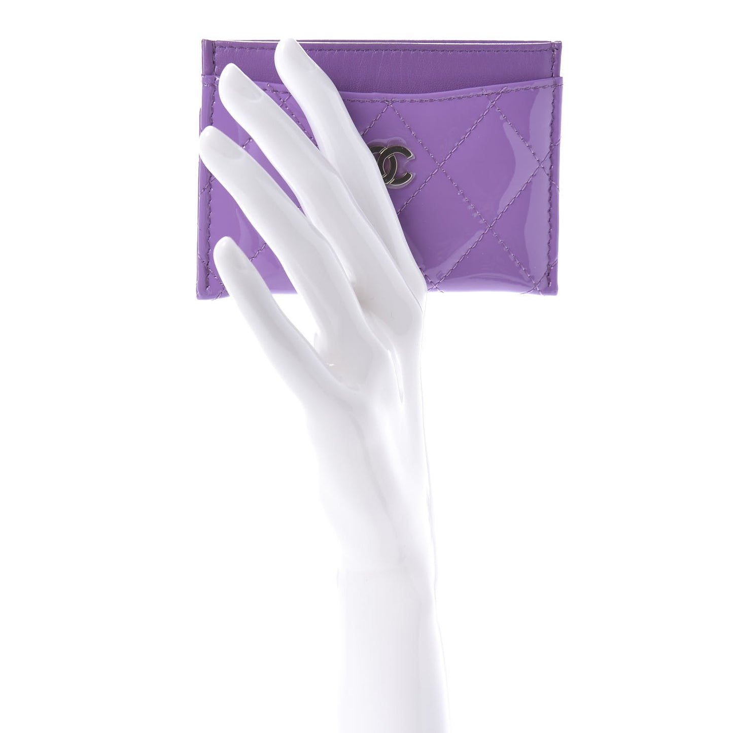 Patent Quilted Card Holder Purple